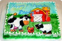 Farm and Cow Birthday Cake